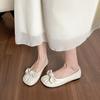 Ретро туфли-балетки с круглым носком, плиссированным бантом, на плоской подошве, женские, французские, с мелким вырезом, универсальные, ленивые, на один шаг, туфли Doudou
