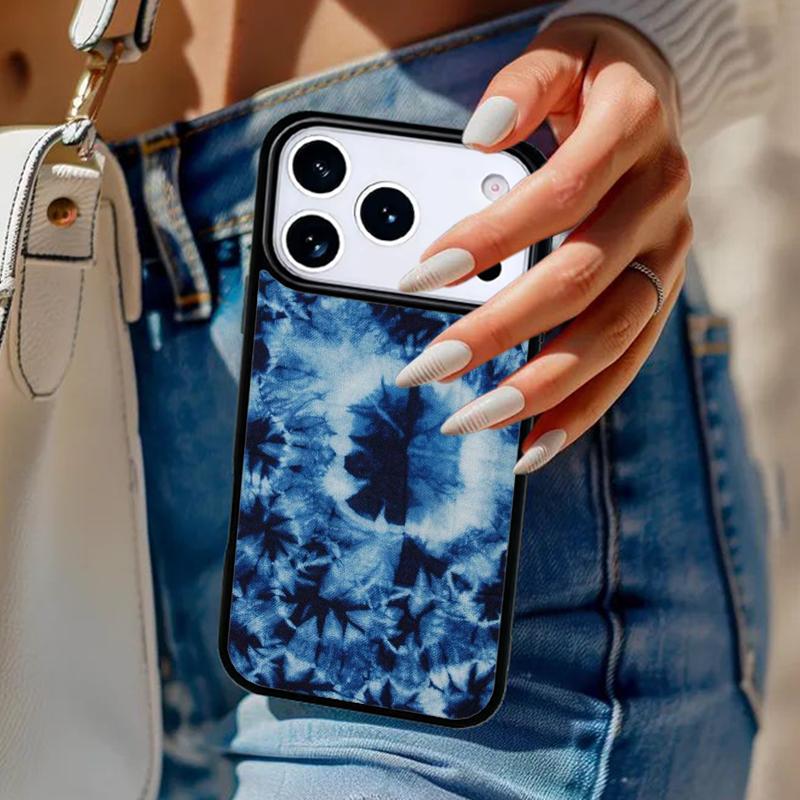 Синий чехол с тай-дай для iPhone 17 Air 14 15 13 12 Max Чехол для Apple 14 15 16 16e 11 Pro Max Plus Coque