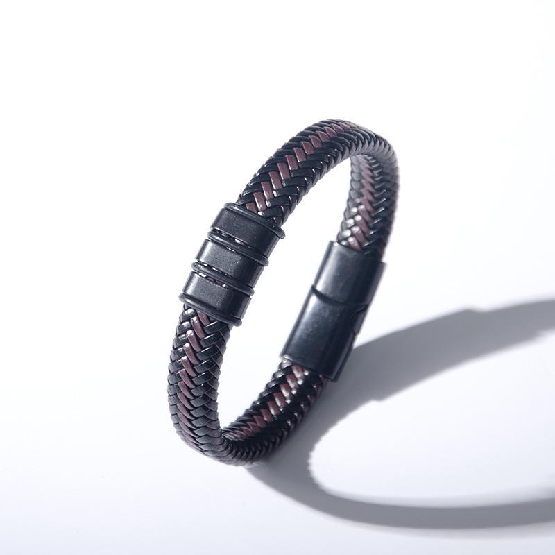 Антистатический браслет - Кожаный антистатический браслет из нержавеющей стали - Магнитный плетеный браслет в ретро-стиле