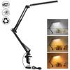 LED Folding Metal Desk Lamp Clip On Light Clamp Long Arm Diming Table Lamp 3 Colors Adjustable For Living Room Reading Computers