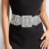 Shiny Elastic Cummerbunds Metal Square Buckle Waist Corset Belts Personality Wide Belt  Ladies