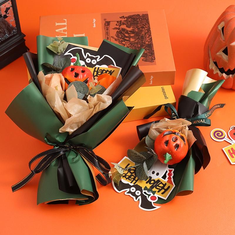 Pumpkin Flower Bouquet Halloween Decoration Simulated Bouquet Artificial Finished Bouquet Flower Funny Scary Gifts