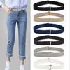 Women No Show Invisible Belt Elastic Stretch Waist Belt with Flat Buckle