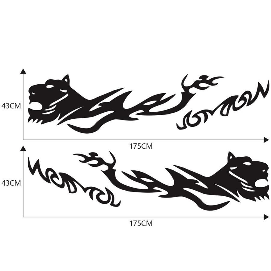 2 шт. Универсальная 68,9" × 16,9" Наклейка на кузов автомобиля 'Гепард', боковая наклейка на дверь, наклейка на линию талии, гоночные наклейки, черная