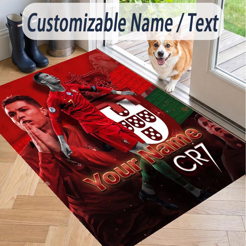 Custom Text Printed Rug Cristiano Ronaldo Non Slip Floor Carpet For Home Room Decor