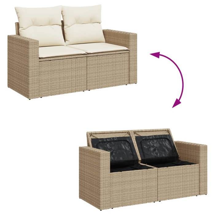 VidaXL Salon de Jardin avec Coussins 10 pcs, Canapés de Terrasse, Ensemble de Meubles de Patio, Mobilier d'Extérieur, Beige 3256604