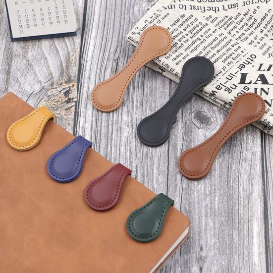 Двойные магнитные концы закладки гравированные искусственная кожа закладка клип ретро дизайн