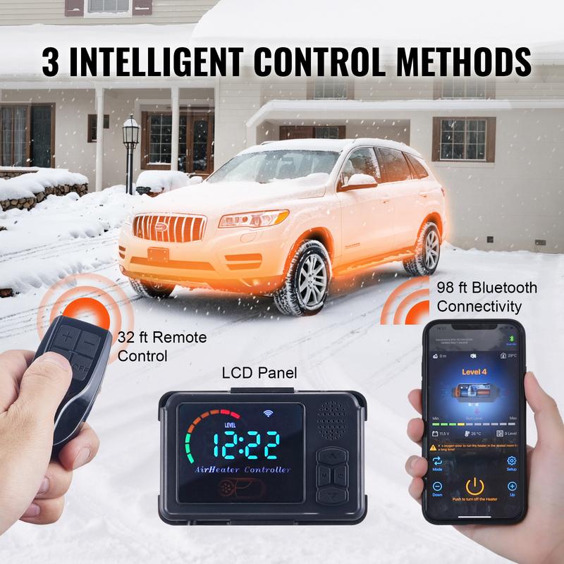 SucceBuy 8 кВт Дизельный воздушный отопитель Bluetooth Все-в-одном Дизельный отопитель с ЖК-дисплеем Портативный стояночный отопитель для прицепа, кемпера, фургона, лодки