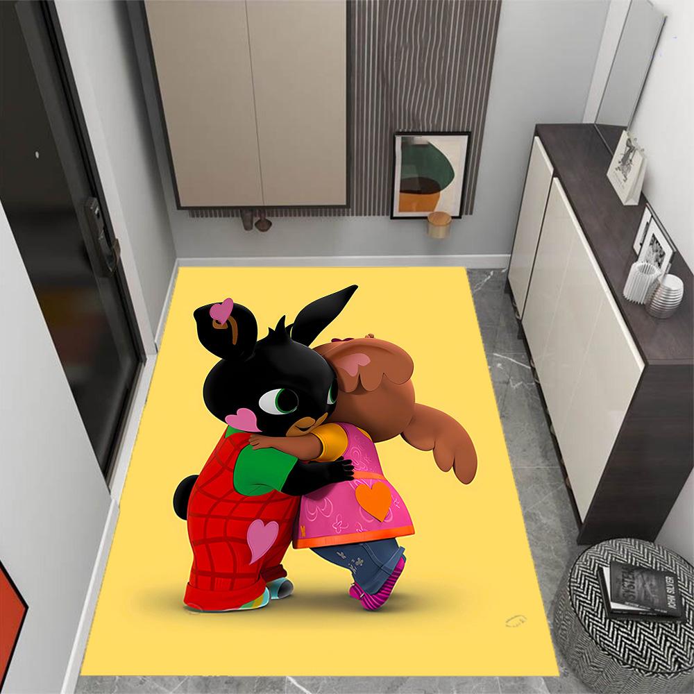 Bing Bunny And Friends Themed Anti-Slip Rugs - Polyester Home Decor, Suitable for Bedrooms, Living Rooms, Doorways, Studios, and Decorations