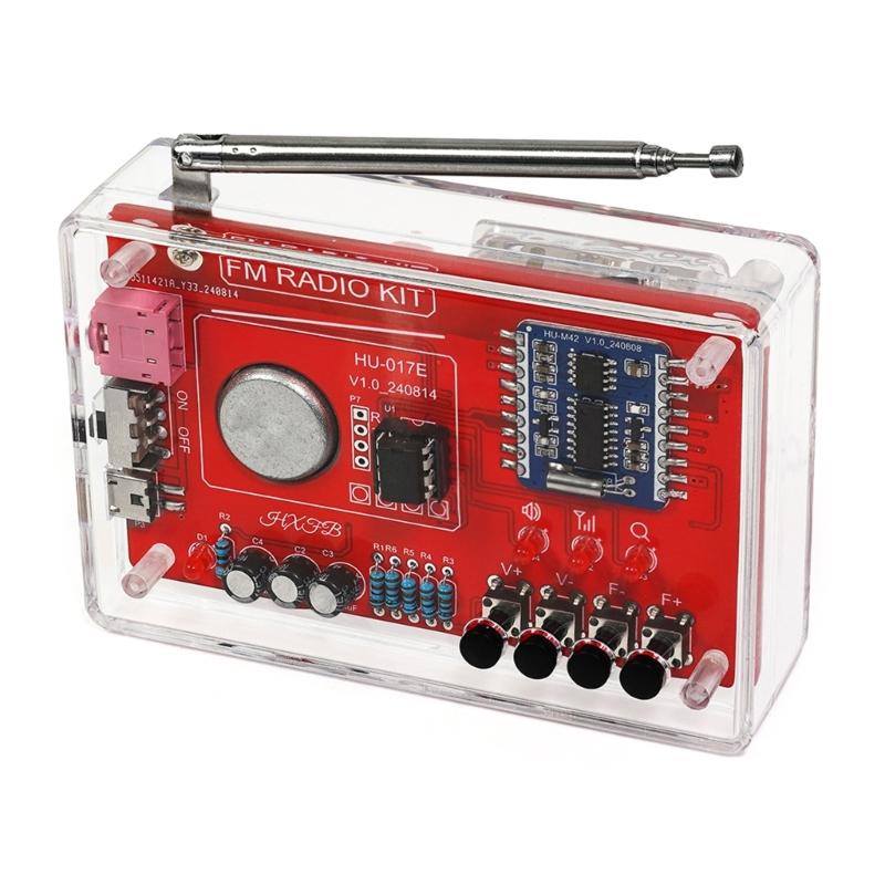 RDA5807 Стандартный DIY FM-радиоконструктор 87-108 МГц Акриловый корпус Опциональная практика пайки для обучения и преподавания