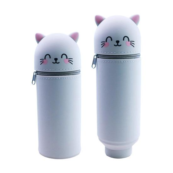 Телескопический силиконовый пенал с изображением мультяшных животных, держатель для ручек, сумка для хранения канцелярских принадлежностей и косметики для школы и офиса