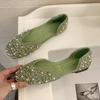 Rimocy, роскошные женские туфли на плоской подошве с жемчугом и кристаллами, летние туфли D'Orsay с мягкой подошвой, женские блестящие блестящие туфли для мам со стразами