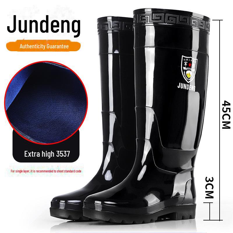 Men's High-Top Thick-Soled Non-Slip Rubber Rain Boots for Construction and Labor Protection.