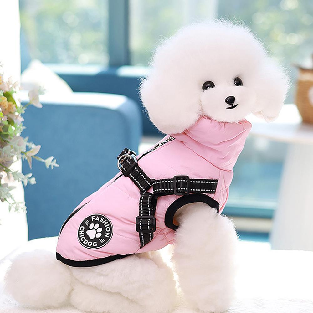 Pet Dog Coat with Harness, Winter Dog Coats, Fleece Dog Jacket, Waterproof Puppy Costume, Cold Weather Thick Dog Clothes, for Small Medium Dogs