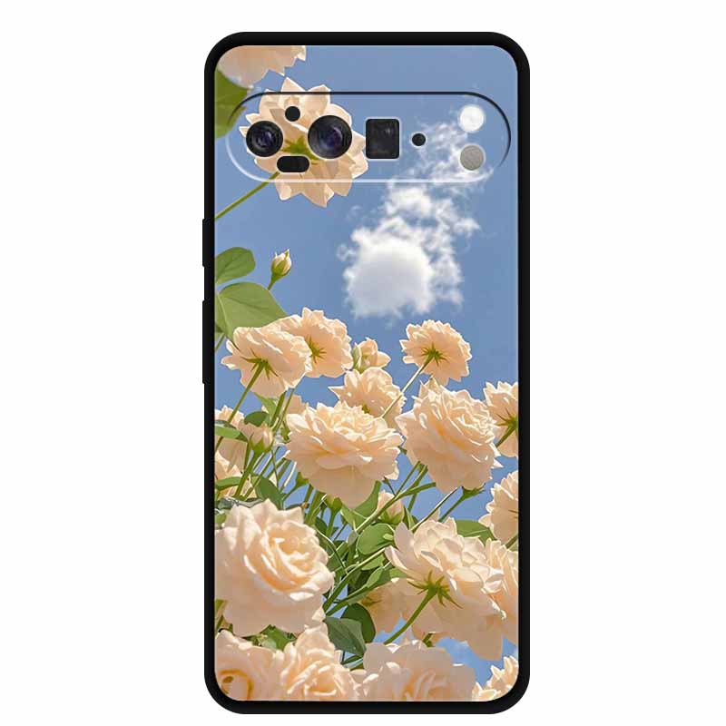 Для Google Pixel 10 Pro XL Чехол Силиконовый ТПУ Чехол для Телефона для Pixel10 Pro XL Цветы Подарок Черный Задний Мягкий Защитный Чехол