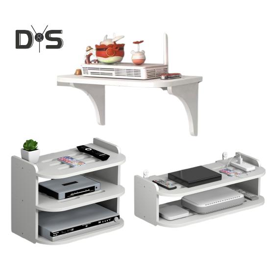 Wall Hanging Shelf Router Power Strip Organizer Double-Layer Design Strong Load-bearing Easy Installation Floating Rack Wall Mount Holder