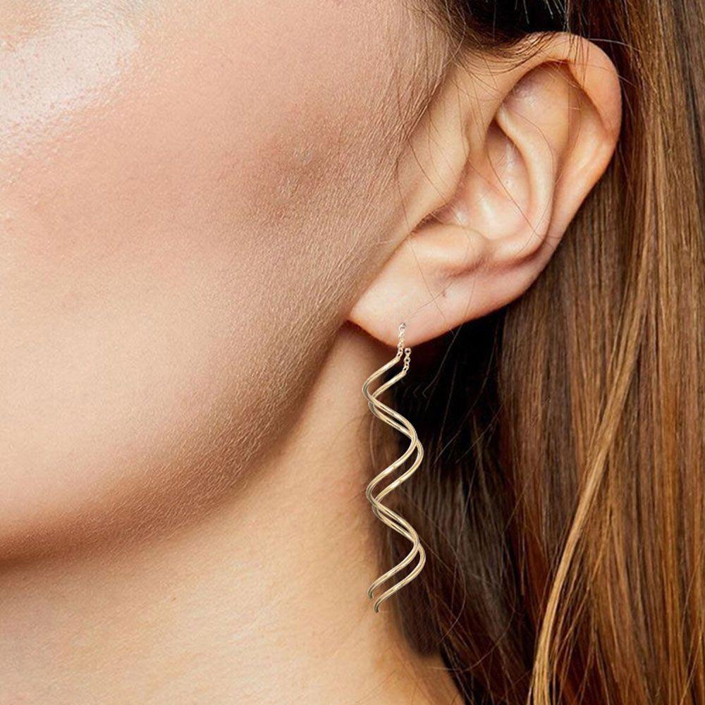 Women Drop/Dangle Fashion Accessories Twisted Long Line Ear Line Ear Studs Jewelry Drop Earrings