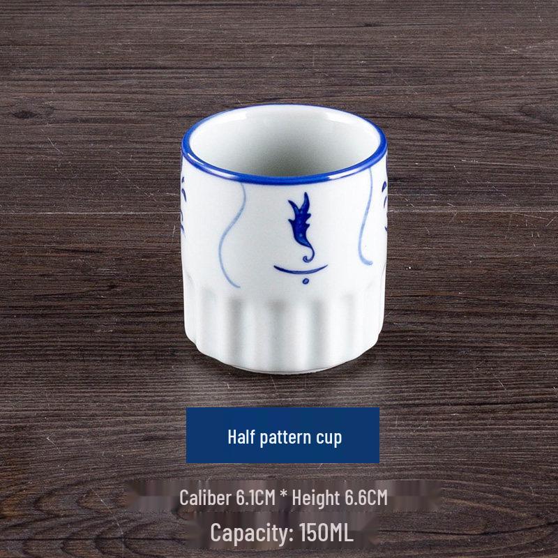 Винтажная керамическая сине-белая цветочная ваза с бамбуком - Посуда в деревенском стиле, идеально подходит для риса и лапши