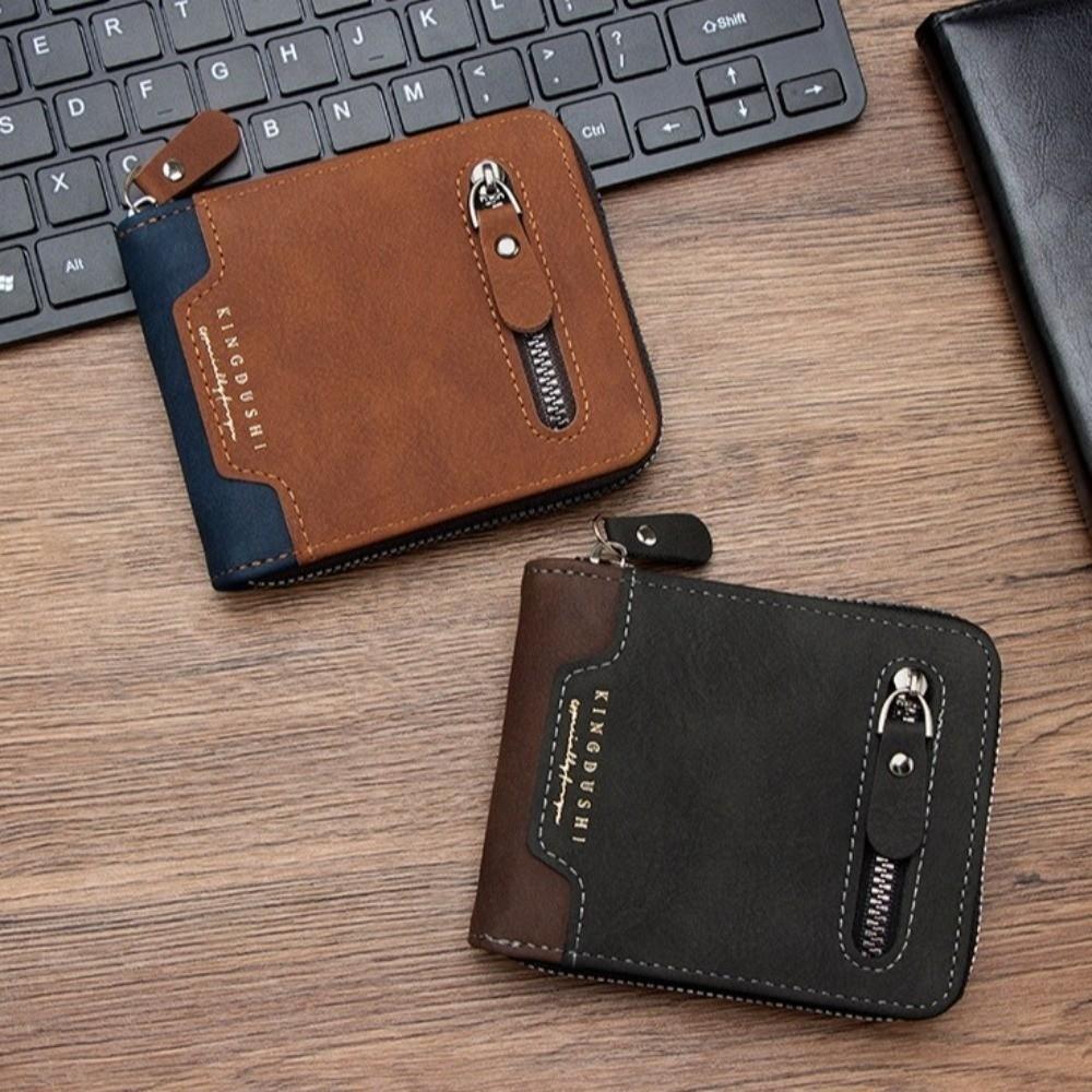 Large Capacity Men's Short Wallet Multi-position Card Holder Durable PU Leather Coin Purse Male