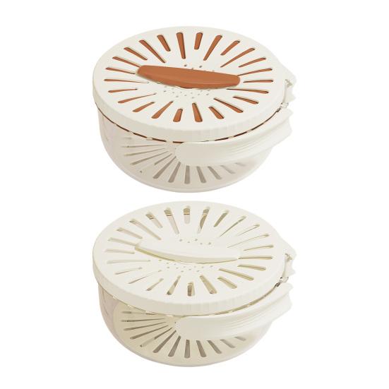 Корзина для мытья и хранения 2-в-1, Миска для фруктов с крышкой-дуршлагом, Миска для мытья фруктов и овощей со складной ручкой для кемпинга, кухни, холодильника