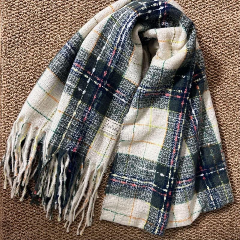 Plaid Collection~ Korean Plaid Fringed Ins Scarf Female Autumn And Winter Students Warm Atmosphere Scarf
