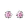 Unique Design Pink Zircon Stud Earrings Zirconium Rose Petal Earrings  Commuting Earrings
