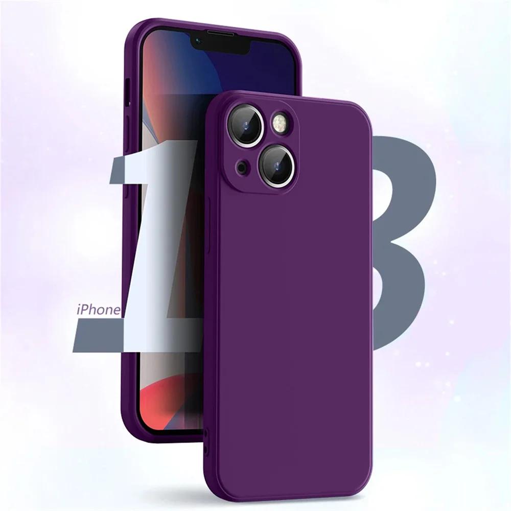 Фиолетовый Для Для Iphone 16 Жидкий Силикон Чехол для Телефона 11 12 13 14 1 Pro Max Mini X XS XR 7 8 14 1 16 Plus Чехол с Полной Защитой