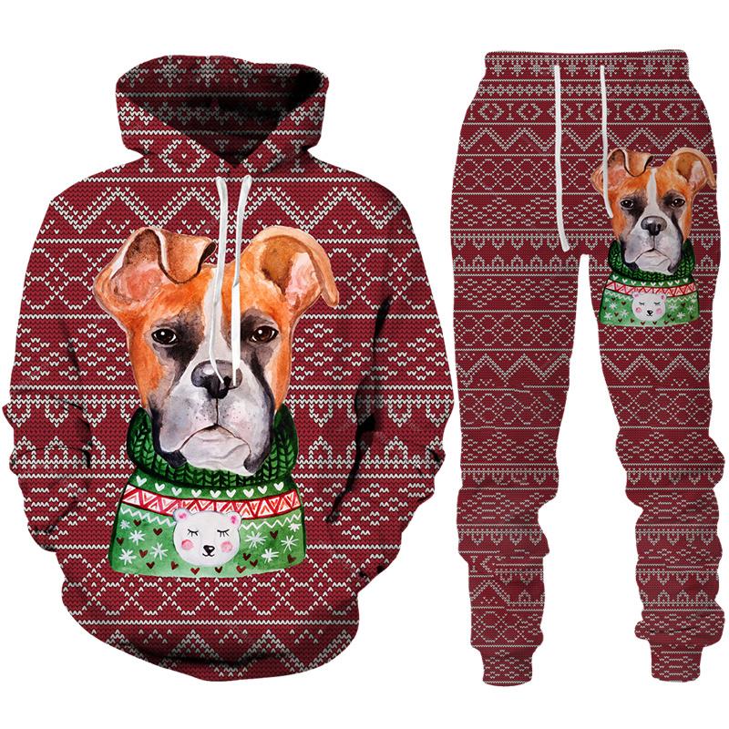 Funny Christmas Theme 3D Print Costume Men/Women Casual Hoodie Pants Outfits Set New Year Party Holiday Streetwear Clothing Suit