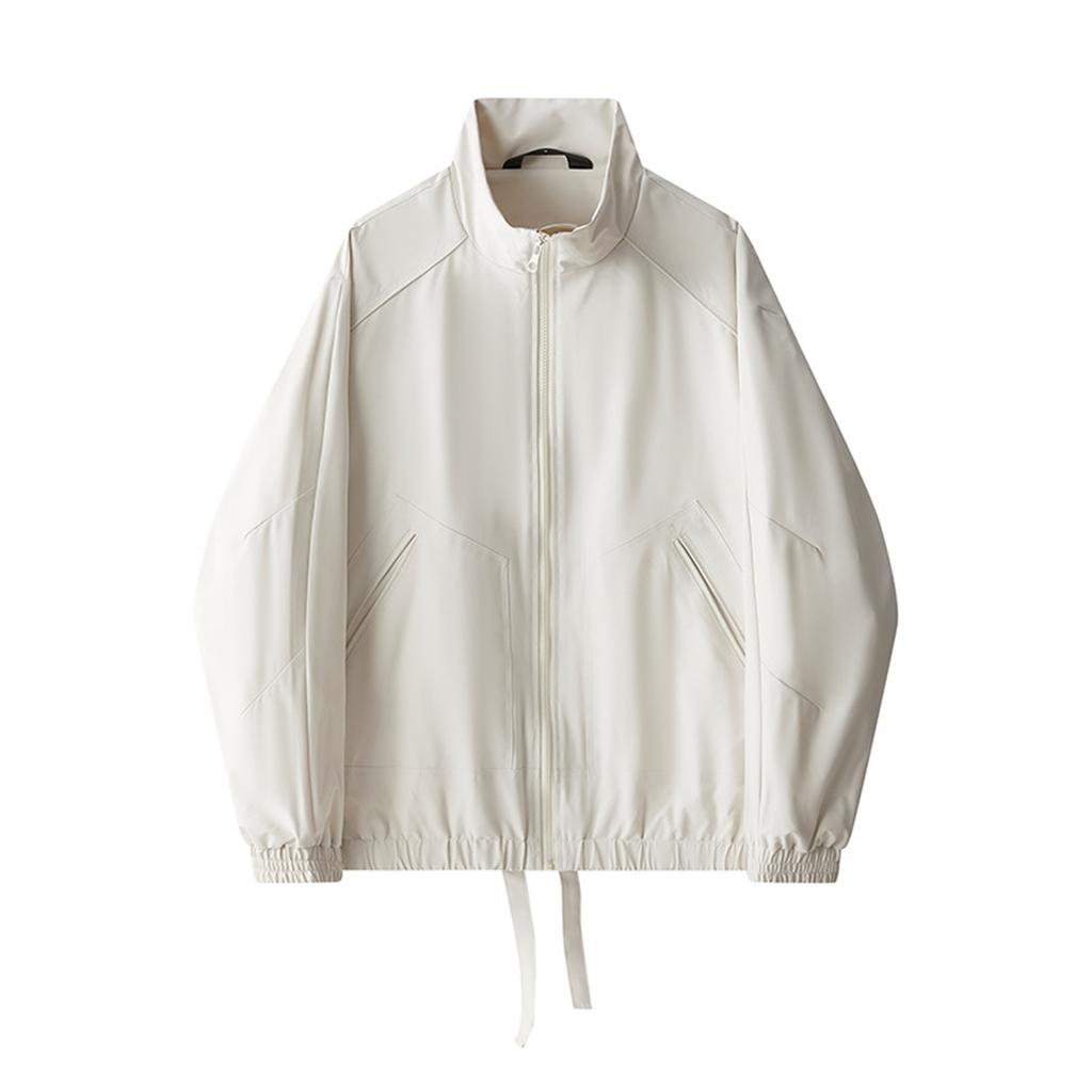 Men's Solid Color Stand Collar Work Jacket Casual Sports Outdoor Mountaineering Camping Jacket