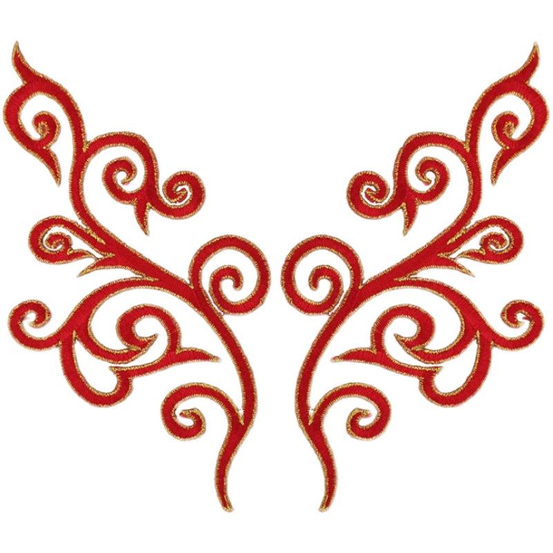 1 пара железных аппликаций с золотой вышивкой, нашивки с цветком для костюма для косплея, планки 17*9 см