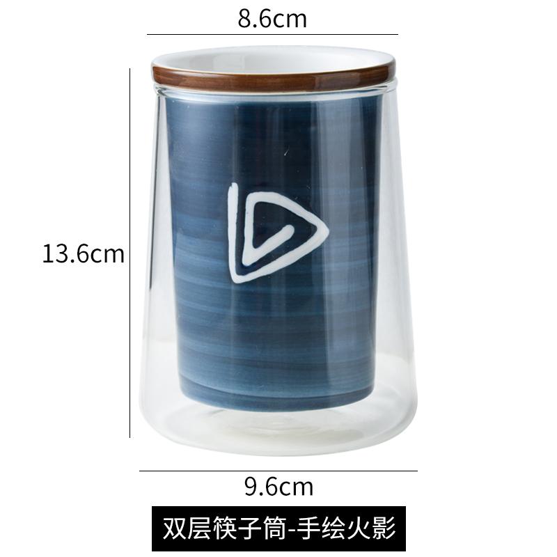 Двойной стеклянный керамический держатель для палочек для еды, кухонная банка для хранения, подставка для слива, органайзер для посуды, ящик для хранения палочек для еды, ящик для столовых приборов