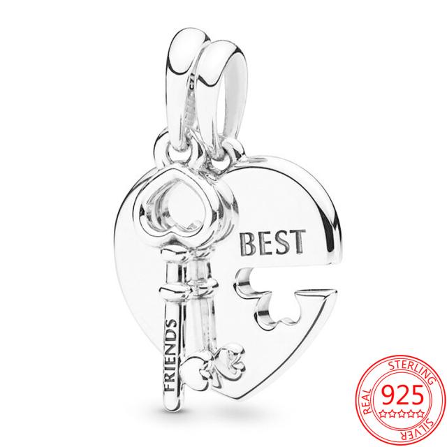 Ювелирные изделия S925 из настоящего серебра 925 пробы, друзья — это семья, которую вы выбираете, подвеска с подвесками, оригинальный модный браслет с подвесками 3 мм