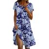 Платье в стиле бохо с коротким рукавом для женщин, повседневное, свободного кроя, летнее, сарафан с цветочным принтом и карманами