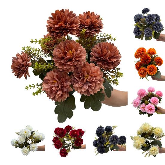 Искусственный букет хризантем, искусственные цветы с гибкими стеблями, реалистичные искусственные цветы для дома, свадьбы