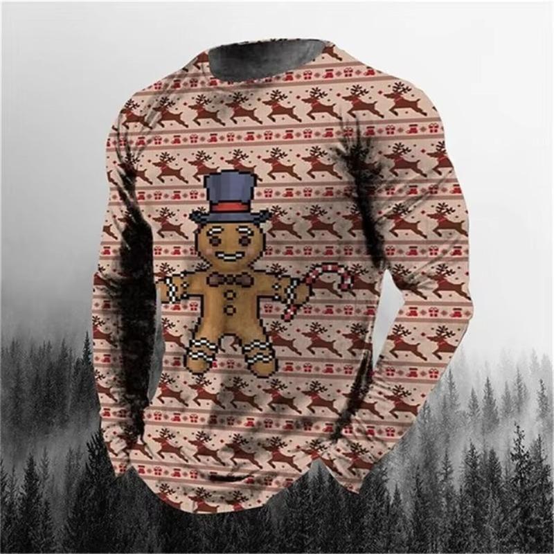 Цифровая печатная мужская 3D-печатная футболка с длинными рукавами на осень и зиму для повседневной мужской одежды