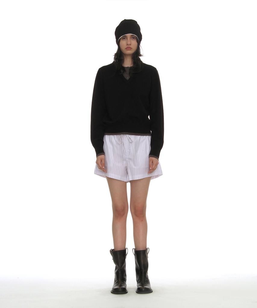 PARTIMENTO WOMEN Colorblock Double Layered Knit Sweater_Black