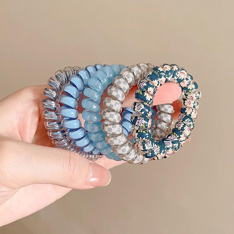 5 шт. цветные телефонные провода кольца для волос для девочек бесследные пружины эластичные повязки для волос для женщин головной убор резинки для волос резинки