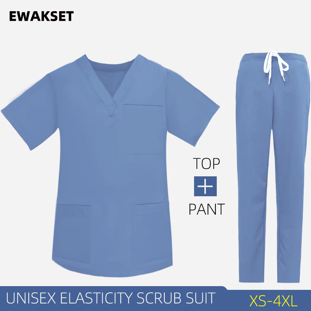 Women Men Hospital Working Scrubs Set Operating Room Scrubs Medical Uniform Medical Supplies Workwear Dental Surgery Nurse Suits