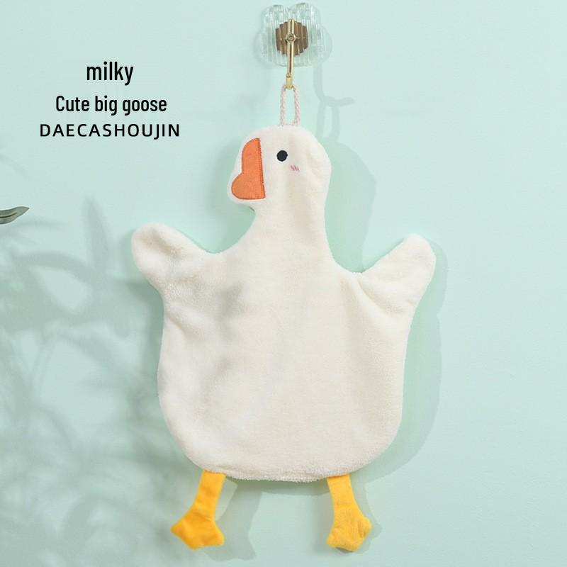 Милое Гусь Коралловый Флис Подвесное Полотенце для Рук - Мультяшное Впитывающее Кухонное Полотенце