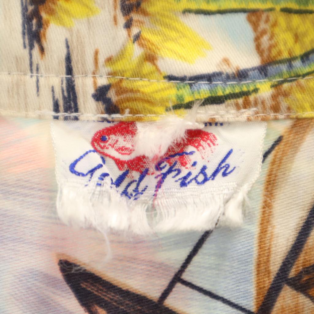 GOLD FISH 80s 90s Old Hawaiian Pattern Short Sleeve Aloha Shirt Men's Used