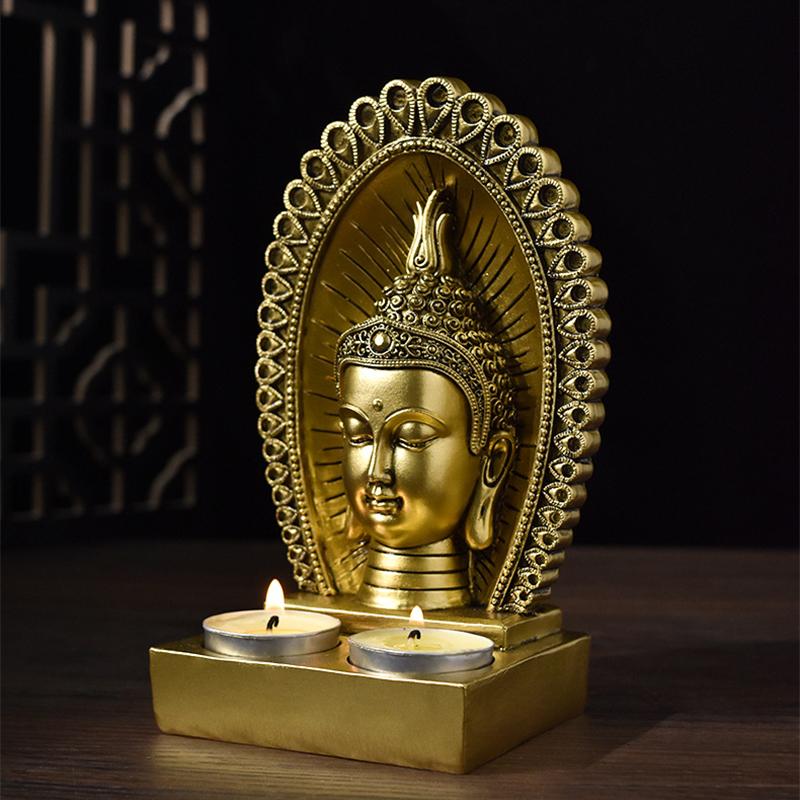 Подсвечник в виде головы Будды в стиле антиквариата в Юго-Восточной Азии, подсвечник из смолы ручной работы, домашний декор для богослужений, настольные аксессуары