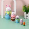 1 Set Stacking Toy 5 Layers Non-fading Regional Style Wooden Easter Rabbit Nesting Doll Toy for Gifts