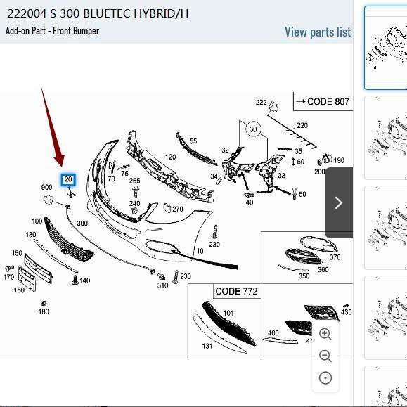 Крышка буксировочного крюка переднего бампера M-B W222 S350, грунтованная