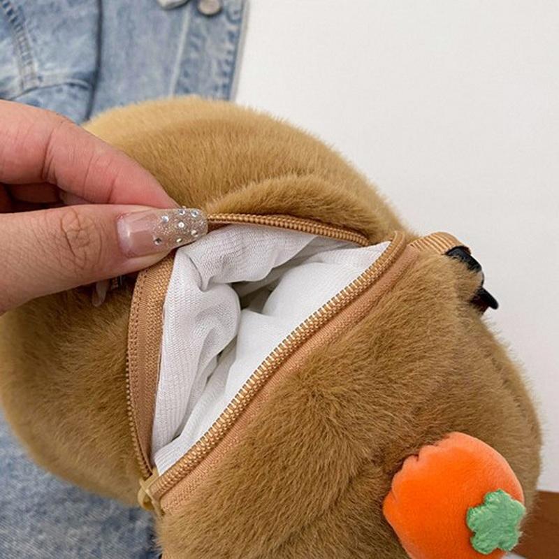 Милый плюшевый рюкзак-капибара большой вместимости, сумка-кроссбоди капибара, сумка-тоут, мягкий школьный рюкзак капибара для девочек, подарки на день рождения
