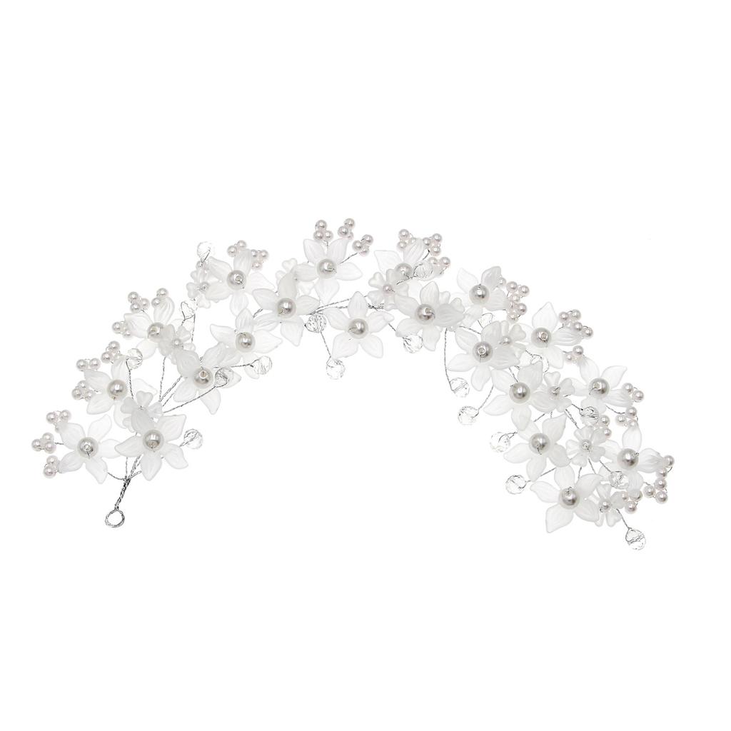Europe and America Cross Border White Acrylic Frosted Flower Handmade Pearl Flexible Chain Hair Accessories Headdress Hairpin
