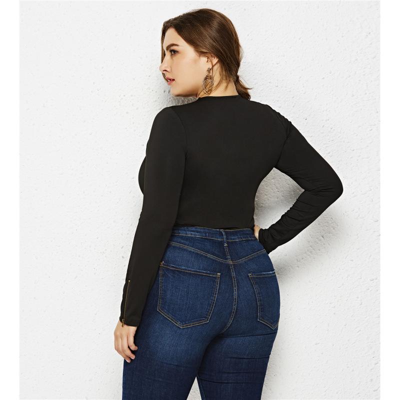 Женский цельный сплошной цвет с длинными рукавами, сексуальный комбинезон с защитой от воздействия больших размеров