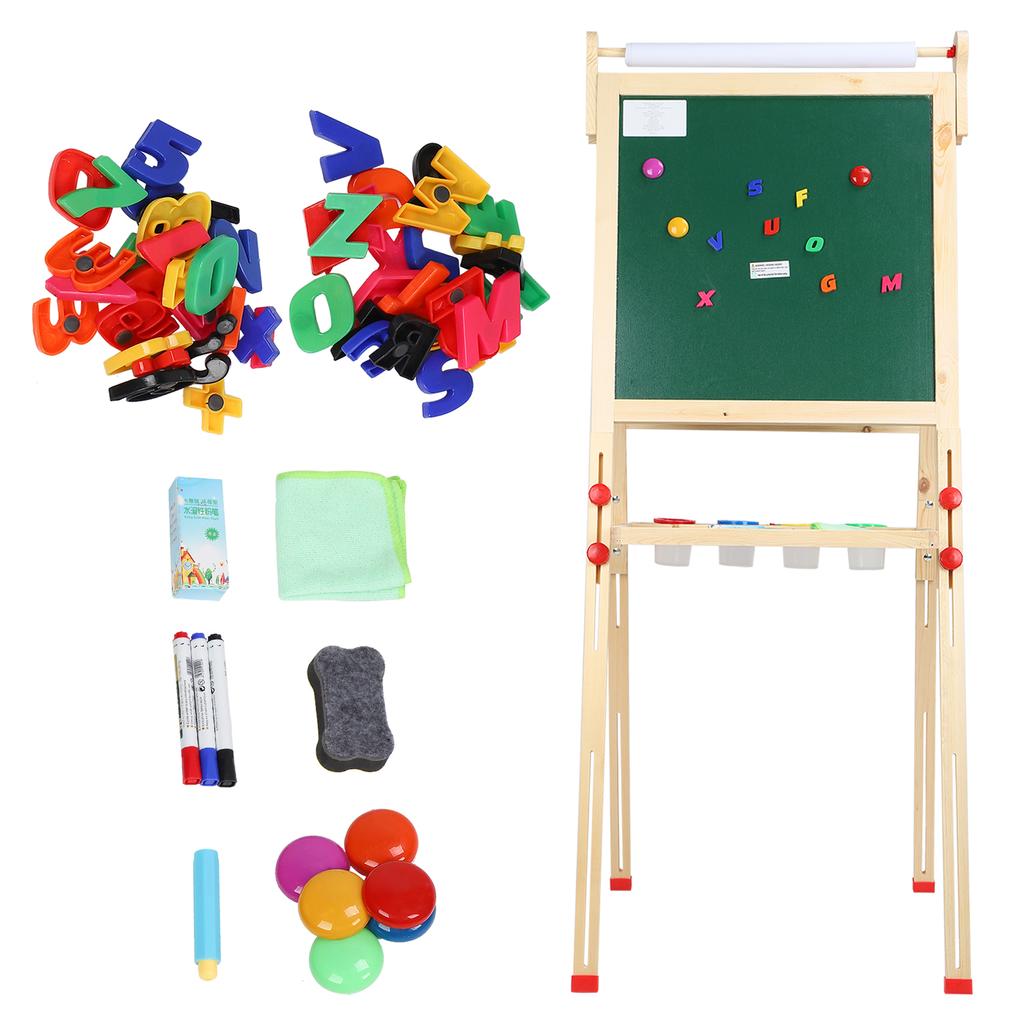 Children Double Sided Drawing Easel Height Adjustable Whiteboard Blackboard Accessory Set