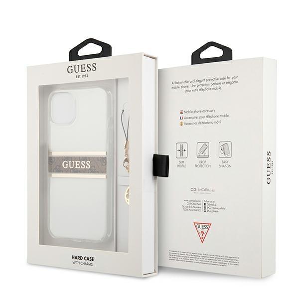 Guess Guhcp13Skb4Gbr Iphone 13 Mini 5,4 Transparent Hardcase 4G Brown Strap Charm