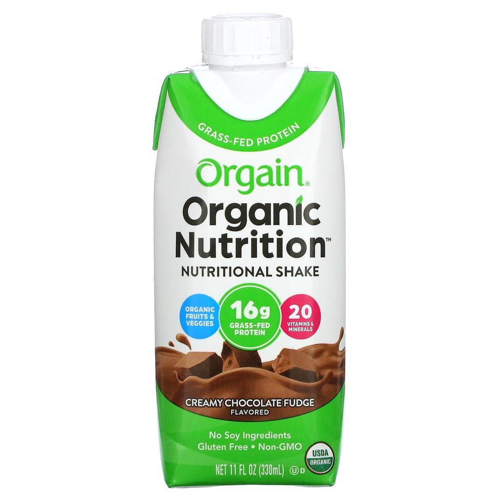 Organic Nutrition, All In One Nutrition Shake, Creamy Chocolate Fudge, 4 Pack, 11 Fl Oz Each
