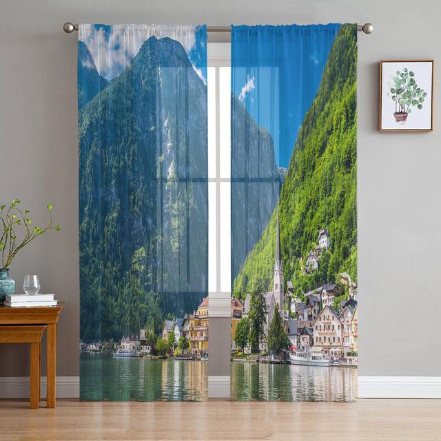 Горный сосновый лес Солнце Тюлевые Шторы для Спальни Современная Вуаль Шторы Украшение Дома Оконные Шторы